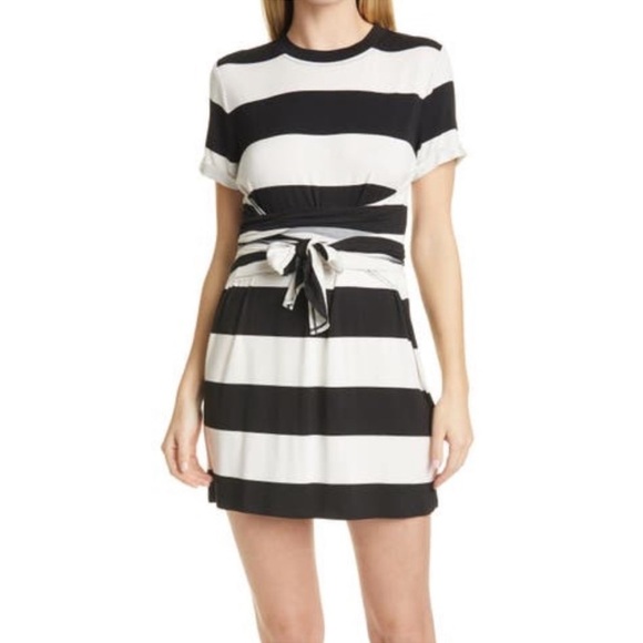 Alice + Olivia Striped Crossover Belt Dress NWOT - Picture 2 of 10